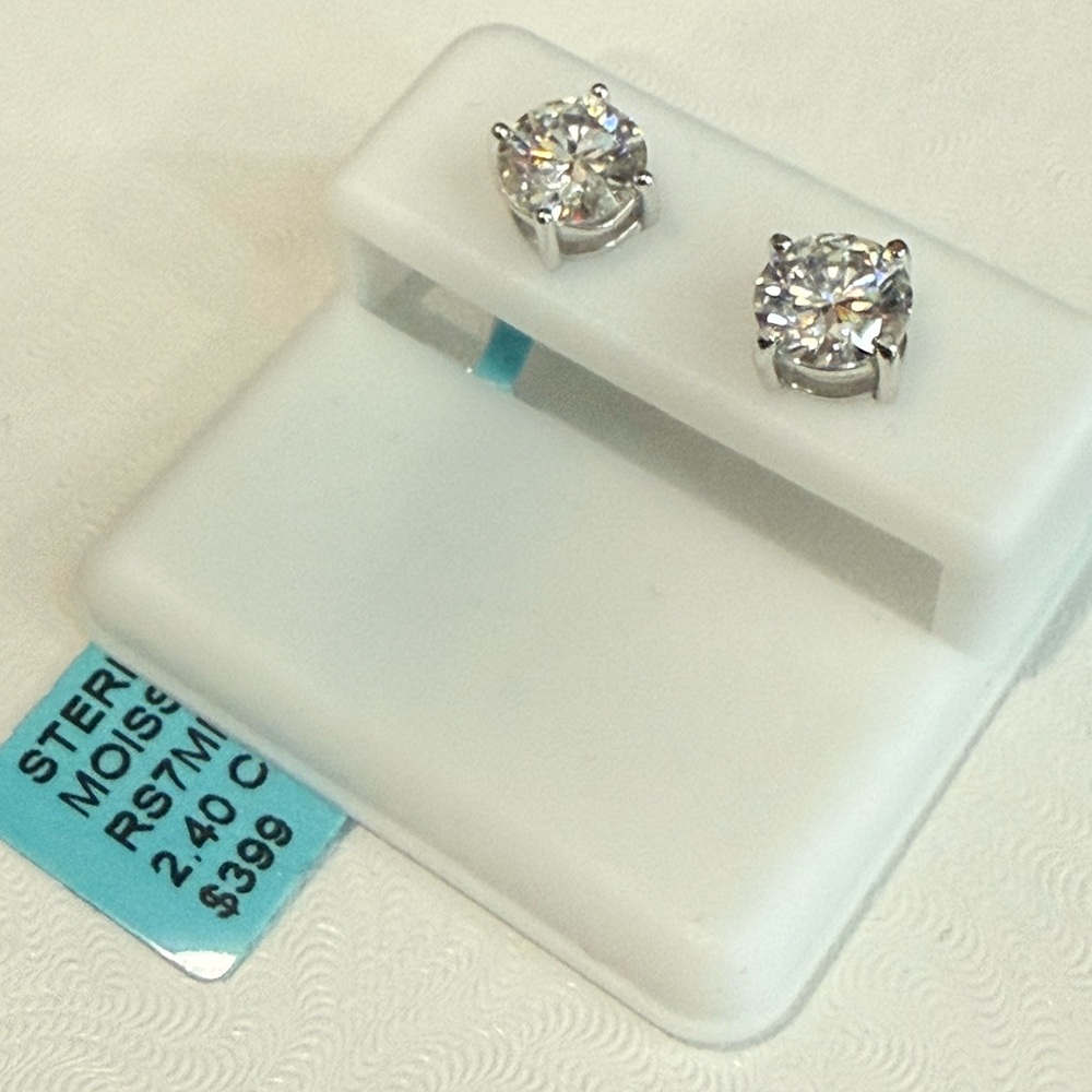 Sterling Silver Moissanite Stud Earrings